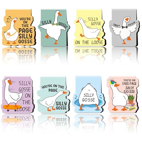 Funny Goose Magnetic Bookmarks, Cute Animal Book Marks for Reading - style: Silly Gosse