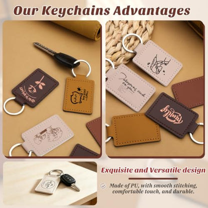 10 Pcs Leather Key Fob, Rectangular Laser Engraving Blanks Keychain Blanks - color: Off White-10 Pcs