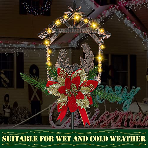 Moukeren 2 Pcs 3.5ft Nativity Scene Outdoor Light up Yard Stakes, Classic - style: Classic