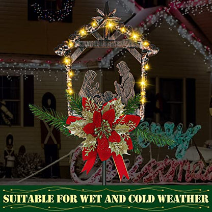 Moukeren 2 Pcs 3.5ft Nativity Scene Outdoor Light up Yard Stakes, Classic - style: Classic