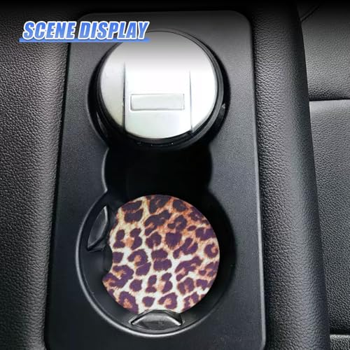 Leopard Print Car Cup Holder Coasters, 2.77'' Drink Cup Mat, No.4 - size: No.4
