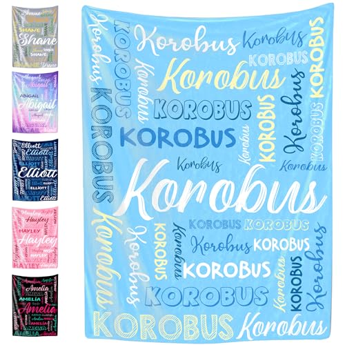 Custom Name Blanket for Baby Boys Girls, Personalized Baby Name Throws Blankets, Customize Blanket Gifts for Kids Newborn Men Women - color: Design 02-blue