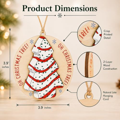 Christmas Tree Cake Ornament 2026, Food Ornament with Festive Cake Design, Funny Christmas Ornaments, for Bakers, Women and Friends, Holiday Tree Accent for Seasonal Decor - color: Christmas Tree Cake