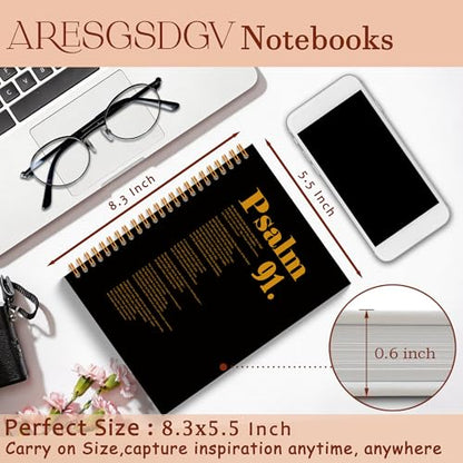 Christian Journal for Women, Psalm 91 Bible Notebooks for Note Taking, Christian Gifts for Women, Inspirational Bible Verse Religious Spiral Notebook 5.5x8.3 Inch - color: PSALM 91 02