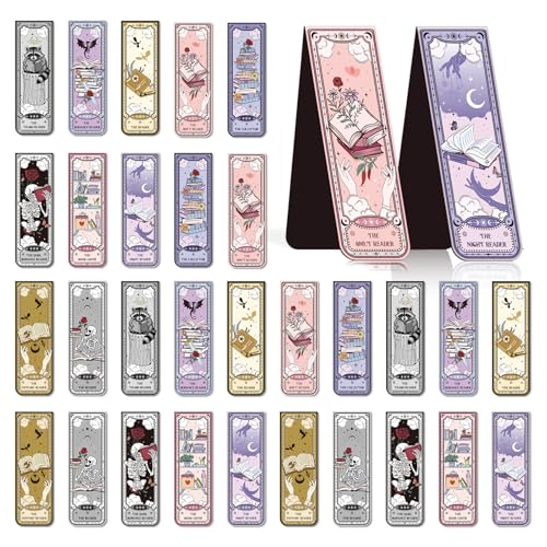 Wxiben 30 Pcs Tarot Fantasy Magnetic Bookmark Dark Romance Book Mark Page Clip - style: Tarot
