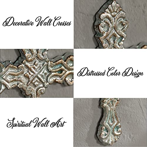 Aifeorzo 3 Pcs Decorative Wall Crosses, Cast Iron Cross Wall Decor - size: 4.33" x 6.69"