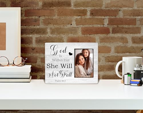Christian Gifts for Women Picture Frame, Psalm 46:5 God is Within Her She Will not Fall, Adoption Day Gifts, Wall & Tabletop Picture Frames, Photo Frame 4x6