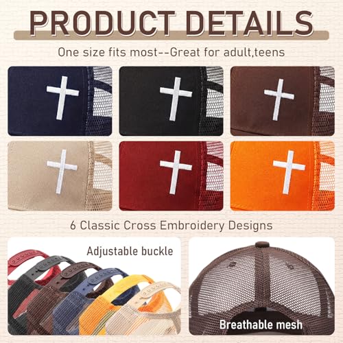 6/12 Pack Christian Hats Bulk for Men Women - style: Cross
