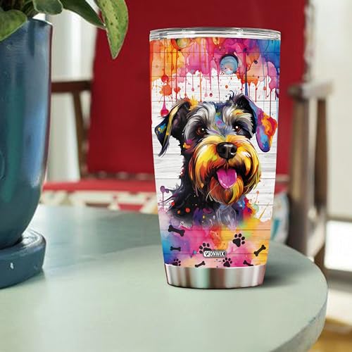 Gifts for Schnauzer Lovers 20 Oz Stainless Steel Tumbler Travel Coffee Mug Gift Ideas for Dog Lovers Owners Funny Facts Water Bottle - color: Schnauzer