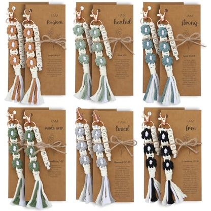 Gerrii 12 Set Back to School Keychain Bulk Christian Gift for Women, Dark - color: Dark