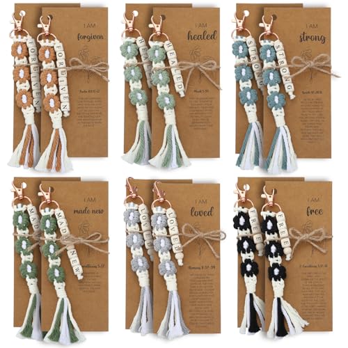 Gerrii 12 Set Back to School Keychain Bulk Christian Gift for Women, Dark - color: Dark