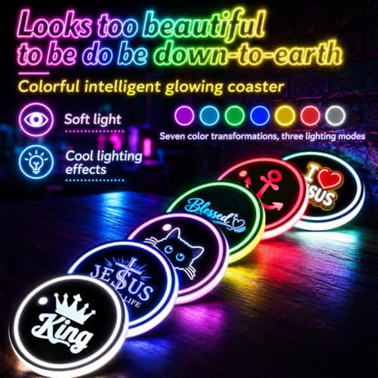 ECG Butterfly Car LED Cup Holder Lights Vibration Sensor Cups Coasters - color: Ecg Butterfly