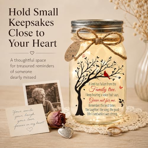 Sympathy Gifts for Loss of Loved One, Cardinal Memorial Gift, Mason Jar - color: Cardinal Memorial