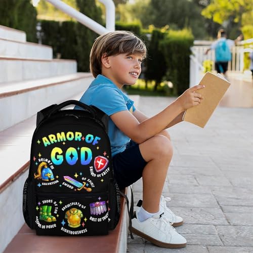 Backpack Kids Schoolbag for Boys, 17 Inch Durable Casual Christian Bookbag for Kindergarten Primary Elementary - color: Blue