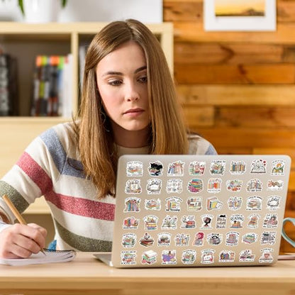 100 Pcs Book Lover Stickers, Cute Reading Bookish Aesthetic Stickers - color: Book Lover Reading