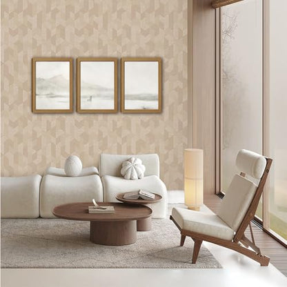 Kownzev Jesus Wall Art Set of 3, Neutral Good Shepherd Framed Canvas 16x24 - color: Beige Cream Gray White Natural Wood, size: 24"LX16"W
