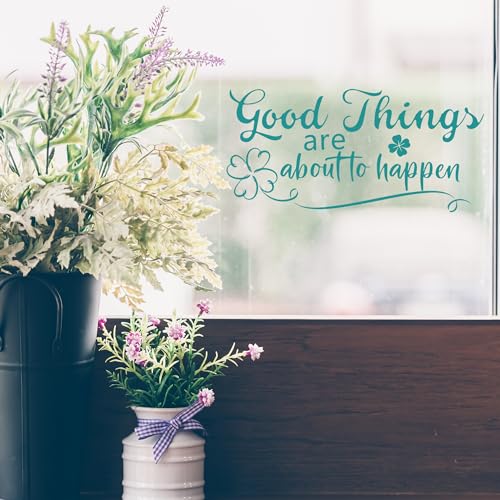 Turquoise Inspirational Wall Decals Motivational Quotes Stickers Teal Wall Decor Peel and Stick Wallpaper for Women Girl Bedroom Living Room Bathroom Office Dorm Kitchen Good Things - color: Teal