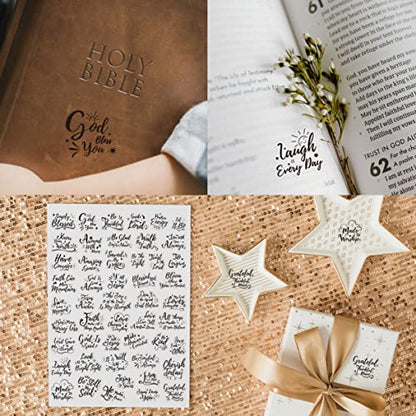 1000 PCS Bible Verse Stickers, Clear Inspirational Pray Stickers Encouraging Scripture Decals Jesus Christian Religious Faith Labels for Scrapbooks Bottles Computer Planner Diary Album Kids Adults - color: Black Text Version