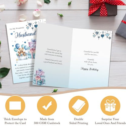 Qiliji Happy Birthday Card for Husband, Husband Birthday Cards Gifts from Wife, Romantic Bday Card from Wife - color: Husband Birthday