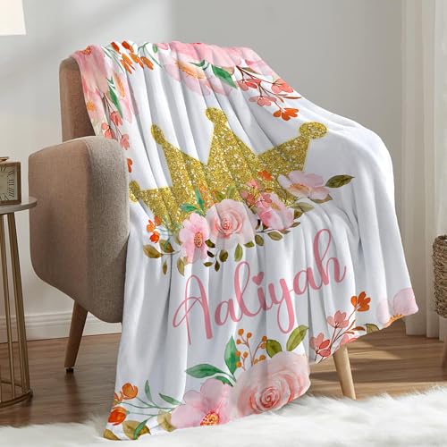 Personalized Baby Crown Blanket for Girls with Name - color: Crown