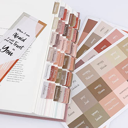 Earth Tone Bible tabs,Polyvinyl Chloride (PVC), Large Print Laminated tabs for Women and Men, Easy to Read, Apply, Journaling Tabs