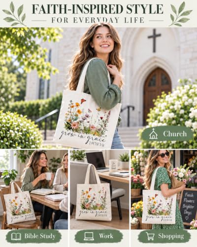 Christian Gifts Canvas Tote Bag Aesthetic for Women - style: Grow in Grace