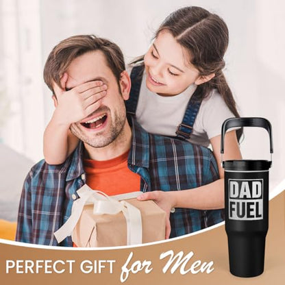 Dad Fuel Stainless Steel Insulated 30oz Tumbler with Carry Handle & Flip Straw Lid for Dad on Fathers Day, Birthday or Christmas - color: Dad 3