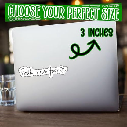 (3Pcs) Faith Over Fear Christian Stickers for Water Bottles Laptops Phone Cases Waterproof Vinyl Summer Camp Bible Verse Stickers, Religious Christian Gifts for Teens Girls and Boys 3x1 Inch