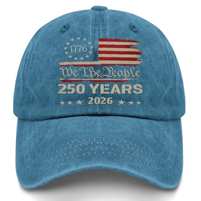 250th Anniversary 250 Years Freedoms Baseball Hat Running Embroidered Cap for - color: Cyan