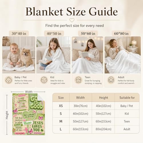 Custom Blanket for Kids Adult, God Theme Blankets for Sofa Camp Bed - color: Green
