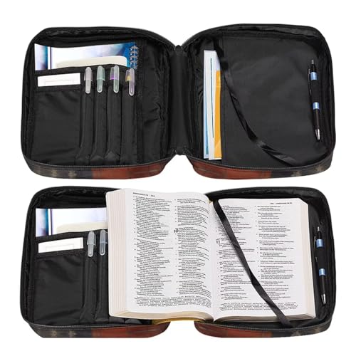 Suobstales American Flag Deer Print Bible Covers - Lightweight Bible Bag with Handle and Zippered Pocket - color: American Flag Deer 1
