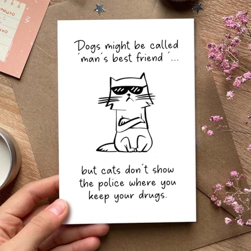 Humorous Birthday Card for Cat Lover, Funny Friendship Card from Cat, Cats are Man's Best Friends - color: Cats are Man's Best Friends