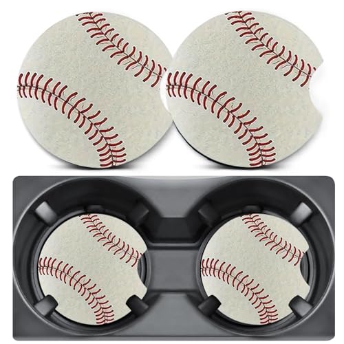 2 Pack Baseball Car Coasters for Cup Holder,Neoprene Anti Slip Mat - color: Baseball