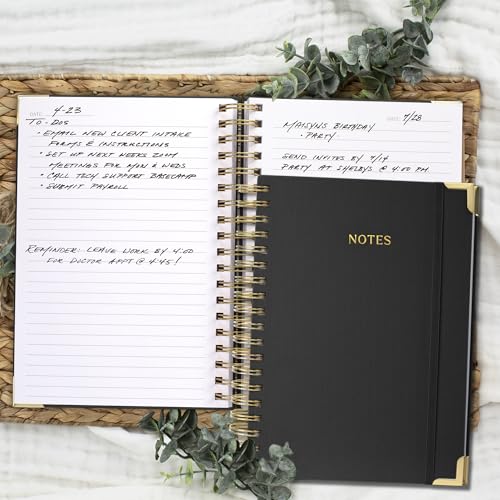 Aesthetic Thick Spiral Notebook Journal For Women in B5 - Linen Hardcover - color: Black, size: B5