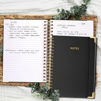 Aesthetic Thick Spiral Notebook Journal For Women in B5 - Linen Hardcover - color: Black, size: B5