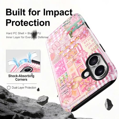 for iPhone 16 Case, Cute Pink Summer Magnetic Phone Case - color: Blush Pink, size: iPhone 16