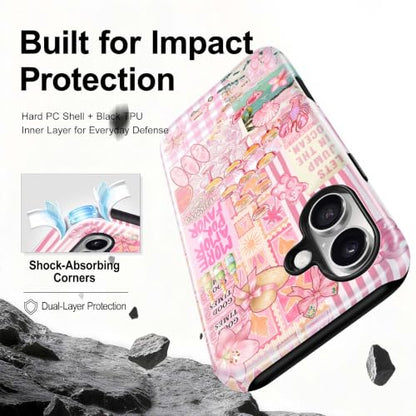 for iPhone 16 Case, Cute Pink Summer Magnetic Phone Case - color: Blush Pink, size: iPhone 16