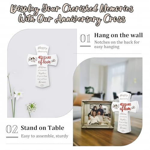 40th Anniversary Wedding Gifts for wife husband, Religious Cross Gifts for women men,40 year Romantic Anniversary Marriage Gift for Her,Him,Couple,Parents,Friends,Wedding Anniversary Decorations - style: 40 years of marriage