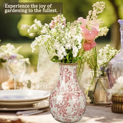 LemonRoad Vintage Ceramic Flower Vase 5.7 Inch Chinoiserie Ice Cracked Glaze Porcelain Vase Rustic Ceramic Large Centerpieces for Home Table Living Room Bookshelf Office(Paisley Style) - style: Paisley Style