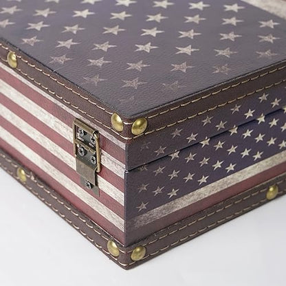 DreamsEden Wooden American Flag Storage Box,Memory Keepsake Box with Latch - color: US Flag