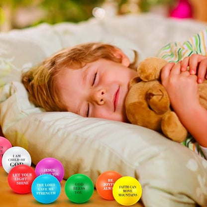 Silipull 48 Pcs Christian Bible Verse Balls Bulk, Bible Toys for Kids