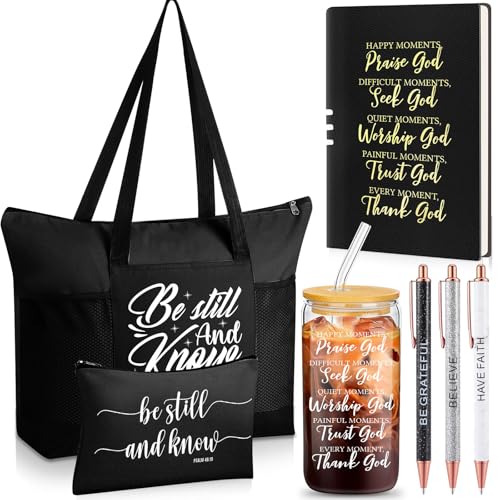 Shinylin 7 Pcs Christian Gift Set for Women Biblical Gifts Women Inspirational Presents Xmas Party Suit - color: Black