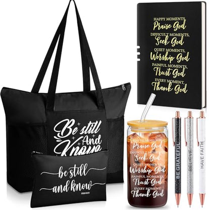 Shinylin 7 Pcs Christian Gift Set for Women Biblical Gifts Women Inspirational Presents Xmas Party Suit - color: Black