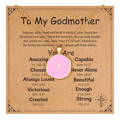 Cross Necklace for Granddaughter Daughter Jewelry Gifts - color: Pink, style: To My Godmother