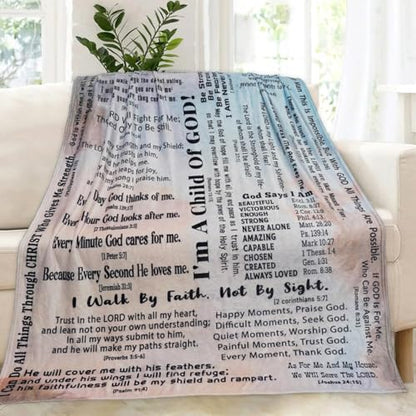 Christian Blanket Gifts for Women Men, Religious Blanket with Bible Verse 60"x50", Scripture Blankets, Catholic Spiritual Gifts, Faith Based Gifts