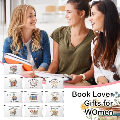 30Pcs Book Lovers Makeup Bag Book Club Gifts for Women Cosmetic Bags with Zipper Large Capacity Travel Toiletry Bag for Bookish Librarian Reader Gifts - style: Book