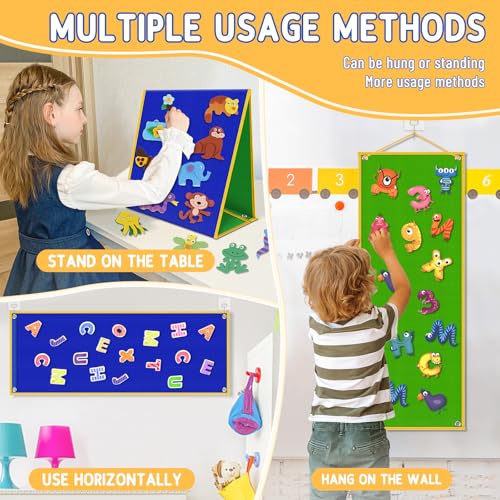 Felt Board for Toddlers, Double-Sided Flannel Board, Reversible Blue/Green - color: Multicolor
