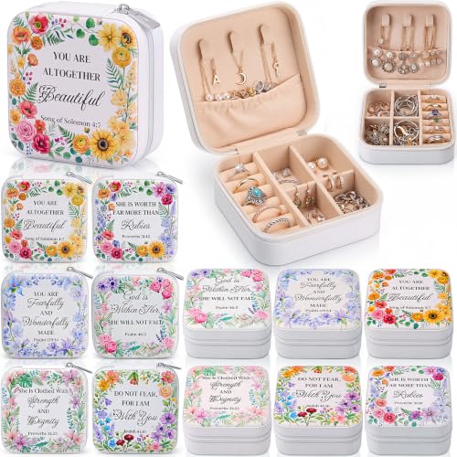 Nosiny 24 Pack Christian Flower Jewelry Case for Mom Christmas Gift Bulk