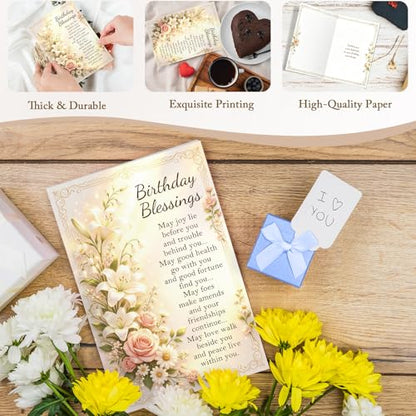 Qiliji Religious Birthday Blessings Card, Christian Birthday Card for Men Women, Religious Bday Cards Gifts Friend Coworker Family - color: Birthday Blessings