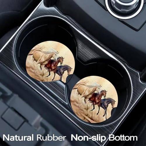 2 Pack Horse Car Cup Holder Coasters Universal Neoprene Coasters - color: Horse